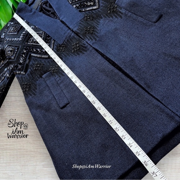 J.Crew Collection black beaded embroidered linen navy topcoat *shop@iamwarrior - Picture 10 of 15